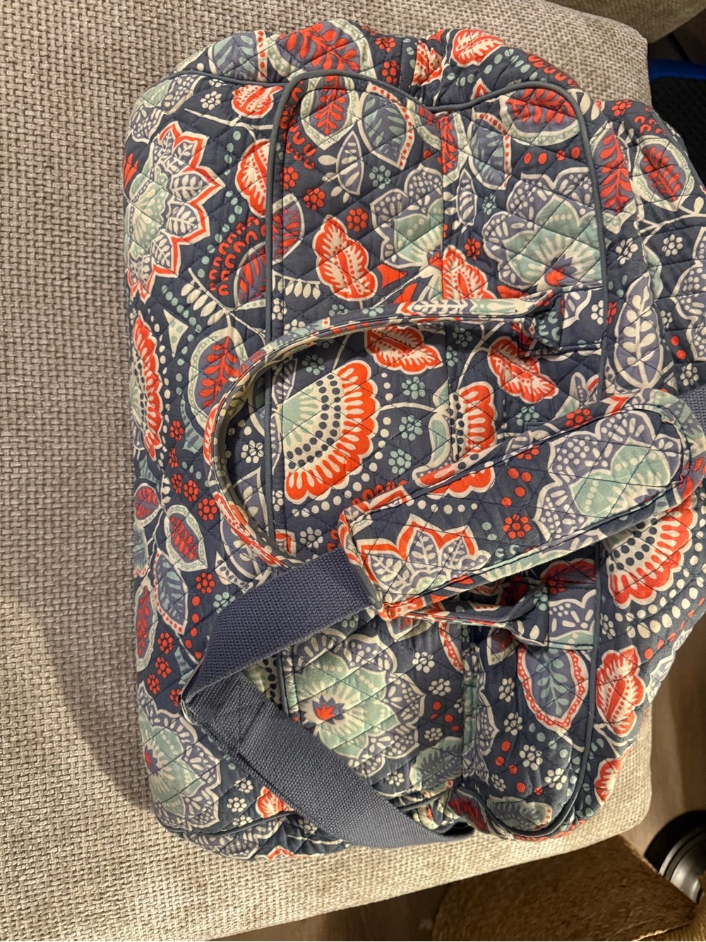 Vera Bradley Quilted Nomadic Floral Weekender in Navy, Coral & Mint Floral